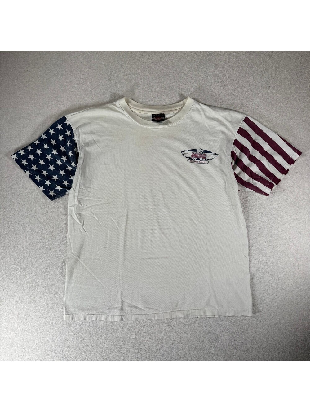 Vintage Harley-Davidson 1997 Posse Ride T-Shirt USA Flag Sleeves Single Stitch